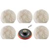 G Skyvov SET PLATORELLO A STRAPPO + 5 CUFFIE IN LANA 115 mm OSSIDO DI ALLUMINIO 60 GRIT PER TRAPANO E SMERIGLIATRICE ANGOLARE