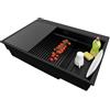 PRIMAGRAN Lavello da Cucina Tutto Nero 78x53cm, Lavandino in Granito a 1 vasca + Sifone Classico, Lavabo da Cucina Incasso al Mobile 80cm - Oslo Max Step S117