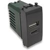 TOT ELECTRIC Presa USB Tipo A + C nero frutti elettrici compatibili su supporti vimar plana