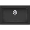 EVHOC Lavello Cucina Sopratop 1 Vasca 79x50 cm, Lavandino Vasca Unica in Kuarzite Effetto Granito, Piletta e Sifoni Inclusi, Made in Italy, Nero, NHEO L
