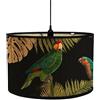 FANSUParalume E27 Vintage Bambù Modello Lampadario Copertura Lampada Accessori Luce Sostituibile Tavolo Comodino Paralume a Tamburo (pappagallo verde,30x20cm)