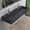 Mai & Mai Lavabo da Appoggio 120x40x14cm, Lavabo Bagno Sospeso Lavandino Bagno Colossum6028 da Marmo Fuso, due Fori per la Rubinetteria, Antracite opaco