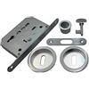 DACAN PROTECTION Kit Tondo con Serratura e Chiave per Porte Scorrevoli - Zama, Foro Ø48mm, Maniglia con Serratura, 2 Vaschette + Ditale di Trascinamento - Design Moderno, Sicuro e Facile da Installare (cromo satinato)