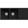 Generic Lavello cucina Romeo nero 2 vasche con gocciolatoio 116 x 50 cm Made in Italy