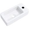 Mai & Mai Lavabo Bagno Sospeso 37.5X18X8.8cm, Lavandino Bagno Rettagolare in Ceramica Nano Rivestimenti Inclusi Bianca Brüssel3053L