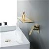 XDSMB Rubinetto A Muro Lavabo Rubinetto A Cascata Calda E Fredda Sottile Rubinetto Lavabo Bagno In Acciaio Inossidabile G1/2,Oro Spazzolato