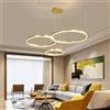 HYQJUNE Lampada A Sospensione Moderna LED Anello Luce Da Soggiorno Dimmerabile Lampadario Con Telecomando Luci Pendenti Da Camera Da Letto Ristorante Plafoniera Illuminazione Metallo,D'oro,40+60+80