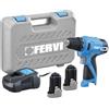 Fervi Trapano AVVITATORE 12V, 2.0Ah, Blocco Automatico Mandrino, Inversione Rotazione, 15x15x5 cm