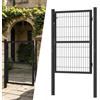 Froadp Cancello da giardino zincato, 125 x 100 cm, con serratura di alta qualità, maniglia e chiave, recinzione da giardino per porte d'ingresso e magazzini, cantieri, grigio scuro