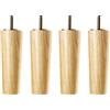 tow000ack 4x Gambe di Ricambio per Mobili in Legno Massello,Piedini per Tavolino in Legno di Gomma,Piedi per Divano Conico,per Tavolo,Letto,Poltrona,Armadio,con Barra Filettata M10 (20cm(7.9in))