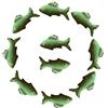 FBSHOP(TM) Pomelli in ceramica retrò a forma di pesce, per la cameretta dei bambini, armadietti, cassettoni e mobili (set da 10, verde)