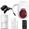 Wolf Guard JD-W03 sirena lampeggiante 110dB impermeabile per esterni, allarme con squillo per casa, negozio, hotel, scuola, ospedale con sensore di movimento, sensore per porta/finestra e telecomando