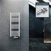 ELEGANT Termosifone da bagno 1000x400mm bianco Termosifone con attacco centrale Termosifone portasciugamani scaldasalviette con termostato multiblocco cromato