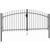 vidaXL Cancello per Recinzione a Doppia Anta Woerden con Punte Robusto Durevole Privacy con Serratura e Chiavi Ingresso Pedonale in Acciaio 299,5x174,5 cm Nero