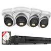 HiLook by HIKVISION kit di videosorveglianza PoE esterno con 4 Dome 6MP, slot SD, visione notturna Hybrid Light (colore+IR) | rilevamento persone/veicoli | NVR 8CH 4K| HDD 2TB | controllo via app