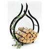 DanDiBo, portalegna da interno di colore nero, a forma di fiamma, da 78 cm, scaffale da caminetto