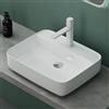 Mai & Mai Lavabo da Appoggio 50x40x13,5cm, Lavandino Bagno Brüssel107 in Ceramica con Nano Rivestimenti inclusi, Bianco