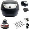 farbrothersonline BAULETTO VALIGIA BAULE 28 LT NERO+PIASTRA+RETE PER PORTAPACCHI MOTO-SCOOTER PER CASCO INTEGRALE-JET-MODULARE UNIVERSALE SIFAM COMPATIBILE CON A-PRILIA PEGASO 650 TUSCANY TIBET