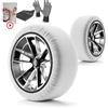 WALSER Premium Calze da Neve Omologate Italia EN 16662-1, set di 2 catene da neve in tessuto per auto, catene invernali per auto bianche snow sock M