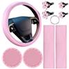 Generic Set di 10 coprivolanti da donna con eleganti coperture per cinture di sicurezza, staffe e adesivi decorativi con strass per la tua auto (rosa)
