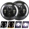 FTJKKVV Faro 2 Pezzi Per Auto 7 fari A Led Hi/Low H4 Halo Angle Eyes Per Lada 4x4 Per Urban Per Niva Fari(2 pcs Half-7inch)