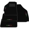 Generico Tappetini compatibili con Fiat Punto 188 1999-2010, ricamo bandiera Italia, kit tappetini auto personalizzati, set tappeti in moquette, bordo nero.