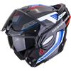 Generico SCORPION EXO-TECH EVO CARBON CASCO HELMET FLIP BACK 180°COSY Nero-Blu-Rosso (S)