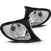 GV-ZONE Direzione anteriore compatibile con Bmw Serie 3 E46 2001 2002 2003 2004 2005 Rand GV-462 Indicatore di direzione Lente 1 Paia Paraurti Anteriore Segnale di Girata Nero Rand