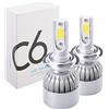 Car Passion Coppia kit lampade luci LED auto moto fari COB H1 C6 7600LM 36W 6000K headlight luce bianca lampadine bulbi automobile