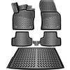 ELMASLINE 3D Tappetini Gomma e Vasca Baule per VW Golf 8 (2020-2025) | Variant/Station wagon | Non compatibile con mild hybrid (eTSI) | Tappetini Auto | Vasca per il bagagliaio | Accessori auto