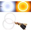 Qasim 1 coppia di LED COB Fari Angel Eyes 100MM 4014 132SMD Bianco+Amber Switchback Anello Halo Occhi d'Angelo Universale per Auto Moto per DRL Faro Fendinebbia DC12V