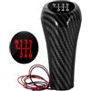 PaCsci Pomello Cambio Per BMW E46 E90 E91 E92 X1 X3 X5 6 Velocità Fibra Carbonio Pelle Rossa LED Retromarcia Manopola