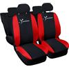 Rebeca Shop Autoaccessori Copri-sedili Auto Compatibili Ypsilon Y | Nero Rosso | Set Copri-Sedile Anteriori e Posteriori | Logo Ricamato | Airbag Compatibile | Accessori Auto Interno