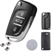 TEKLIGHT Kit Riparazione Modifica Chiave Telecomando +n° 3 Tasti Ricambio + Batteria CR1620 + Logo non Originale Compatibile con Citroen C2 C3 C4 C5 C6 C8 Berlingo Picasso 3 Tasti Batteria su Circuito