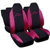 Rebeca Shop® Coprisedili Compatibili per Aygo | Made In Italy | Set Copri-sedili Anteriori e Posteriori | Logo del modello auto ricamato (Nero/Fucsia)