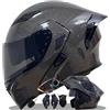 QJWMatic Casco da Moto Integrale con Doppia Visiera, Omologato ECE, con Tecnologia Bluetooth Integrata, Apribile per Uomo E Donna E,M55-56CM