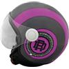 Generico Casco Demijet Circle Rodeo Drive, Grigio e Fucsia, Design Sportivo con Visiera (S)