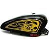 Pimastickerslab Kit 2 adesivi moto serbatoio teschio fiamme skull chopper harley custom vintage cod. 1670 (091 ORO, OPACO (matt_opaque))
