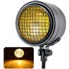 KATUR Faro alogeno 12V Universale Moto Retro Bullet Mesh Griglia Copertura Anteriore Side Mount Light Faro per Harley Honda Suzuki Bikes Cruisers Chopper Bobber Cafe Racer (Lente Gialla)