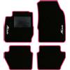 QUEMAR Tappetini Auto compatibili con Ford Fiesta MkVI 6 serie 2008-2017/Kit Tappeti Moquette e Gomma su Misura (Set 2 Anteriori + 2 Poster.)/Ricami e Colori Personalizzati (2 Ricami, Bordo Rosa)