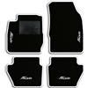 QUEMAR Tappetini Auto compatibili con Ford Fiesta MkVI 6 serie 2008-2017/Kit Tappeti Moquette e Gomma su Misura (Set 2 Anteriori + 2 Poster.)/Ricami e Colori Personalizzati (4 Ricami, Bordo Bianco)