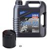 HARLEY-DAVIDSON Compatibile con HARLEY-DAVIDSON Liqui Moly - Set per cambio olio per moto, 5 filtri olio + olio motore 20W-50 (4 L) + guarnizione O-ring, nero/Liqui Moly