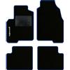 QUEMAR Tappetini Auto compatibili con Panda III dal 2012 e Hybrid/Kit Tappeti Moquette e Gomma su Misura (Set 2 Anteriori + 2 Posteriori)/ Ricami e Colori Personalizzati (Bordo Blu, 1 Ricamo)