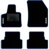 QUEMAR Tappetini Auto compatibili con Peugeot 3008 II anche Hybrid 2016-2023/ Kit Tappeti Moquette e Gomma su Misura (Set 2 Anter.+2 Poster.)/Ricami e Colori Personalizzati (Bordo Blu, 2 Ricami)