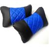 Generico 2 Pezzi Cuscino Collo Auto Cuscino Poggiatesta Morbido in PU Pelle Blu/Nero Cuscino Cervicale Supporto per Testa e Collo del Seggiolino Auto Universale