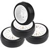 Dilwe Pneumatici Auto RC, 4 pezzi Pneumatici in gomma Spugna interna superficiale liscio con Cerchi mozzi per 1/10 Auto da RC(bianco)