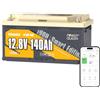 Power Queen Batteria Litio LiFePO4 12V 140Ah con Bluetooth, Dimensioni batterie per camper DIN H8 L5 GROUP49, con protezione da basse temperature e BMS 150A, adatto per Caravan, Motore per Trolling