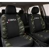 Auto Accessori Lupex | Coprisedili Auto Compatibili con Corsa C D E (2000-2019), Colore Nero Mimetico Verde, Made In Italy, Tessuto Policotone, Fodere Sedili Anteriori e Posteriori