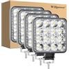 Willpower 4Pcs Fari LED Piazza 3,3 Pollici 48W, Impermeabile Faretti 12v per Auto, Moto, Trattore, Camion, Escavatore, SUV, ATV, Barca