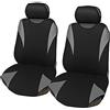 Lupex Shop Coprisedili coppia anteriore universali in poliestere adattabili a tutte le auto con sedili standard - modello R2 - Nero/Grigio